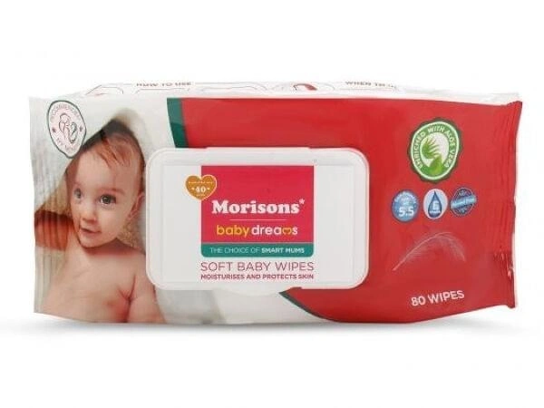 Morisons baby wipes 80 pcs -WITH LID - 80 Pices