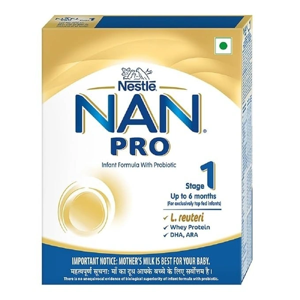 NESTLE NAN PRO Stage 1 Infant Formula Milk Powder for babies (Up to 6 months) - with Probiotic, 400g - 400 Gm