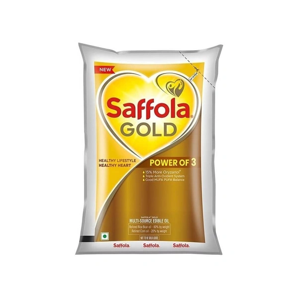 Saffola Gold Power of 3 Refined Blended Cooking Oil @ 1 Liter - 1 Liter