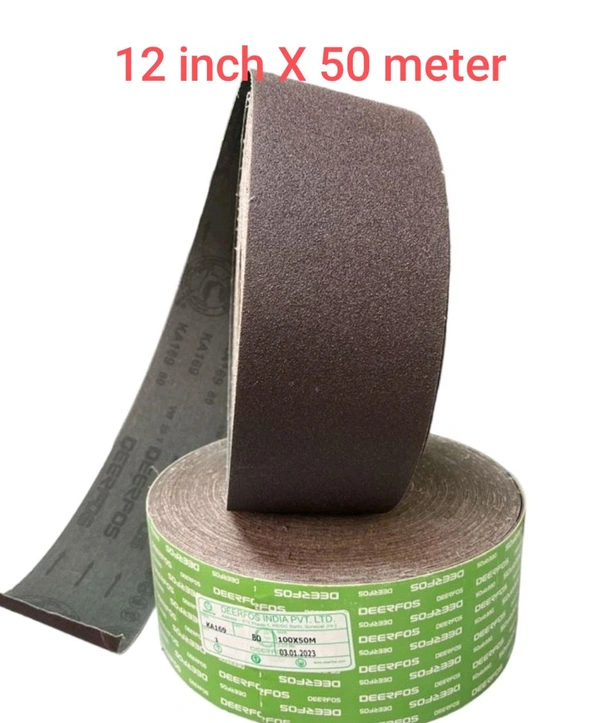 Deerfos DEERFOS EMERY CLOTH ROLL Size 12 inch X 50 Meter Red Aloxide KA169 WOOD & METAL - P100