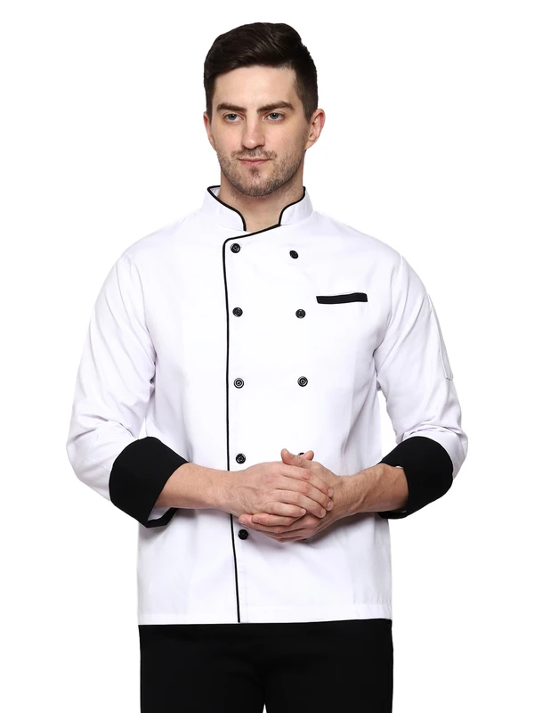 White Chef Coat (Black Piping) - XL