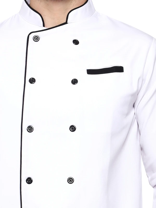 White Chef Coat (Black Piping) - S