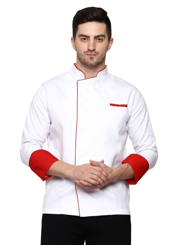 White Chef Coat(Red Piping)