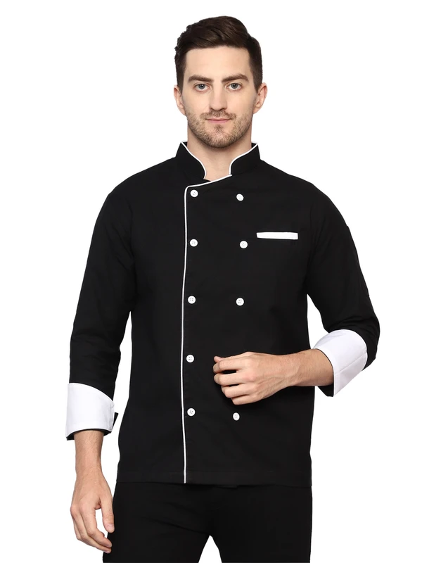 Black Chef Coat (White Piping)