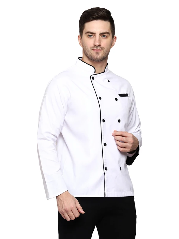 White Chef Coat (Black Piping) - XL