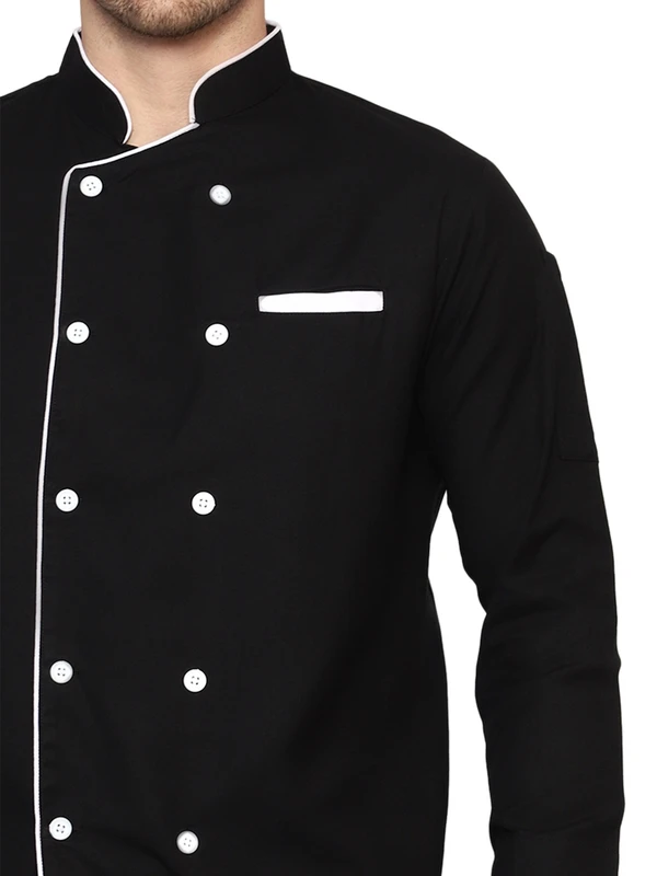 Black Chef Coat (White Piping) - XL