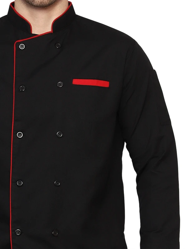 Black Chef Coat(Red Piping) - S