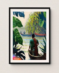 TGW Indian+boat-man in the river looking at plants with monstera - A3