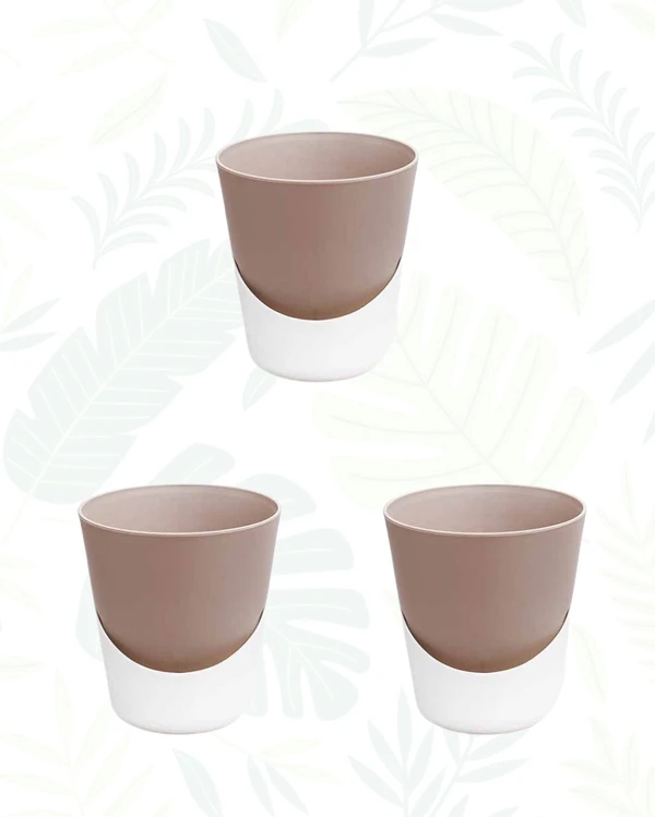 SET OF 3 SELF-WATERING ATLANTIS PLANTERS - 4 Inch, Mocca & White