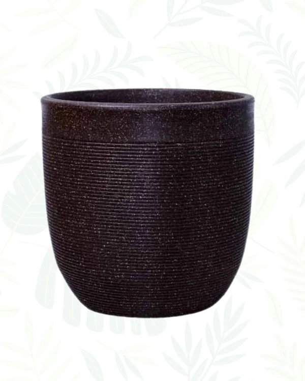 MILANO SHORT STONE FINISH PLANTER - 12 Inch, Brown Stone