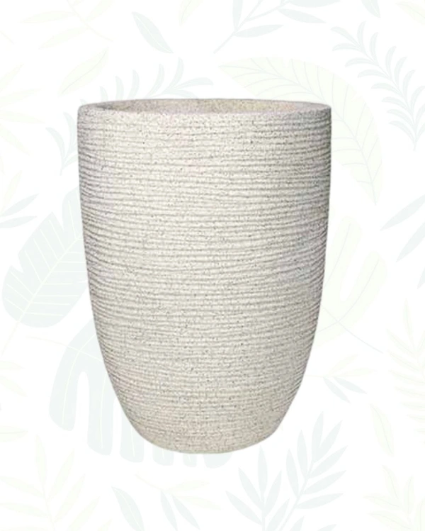 RIB HIGH PLANTER - 17 Inch, White Stone Finish