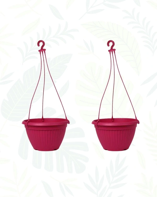 SET OF 2 BELLO HANGING PLANTER WITH PLATE- 7  In - Pink