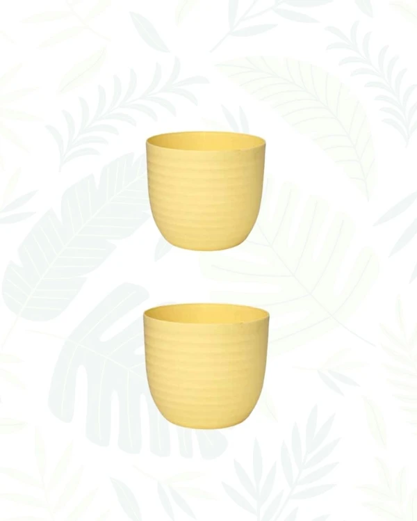 Set of 2  VERONA PLANTERS - 5.5 Inch, Yellow