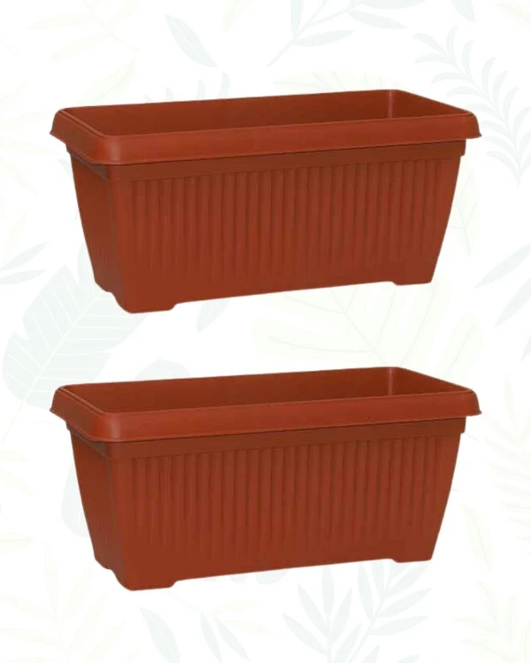 Set Of 2 BELLO RECTANGLE PLANTER WITH TRAY 10 In - 10 Inch, Teracota