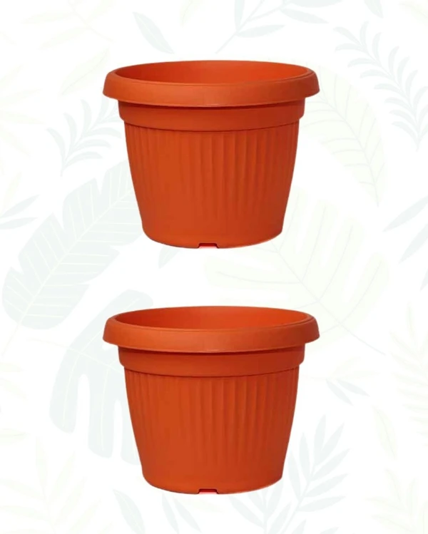 SET OF 2 BELLO ROUND PLANTER 10 In - 10 Inch, Orange