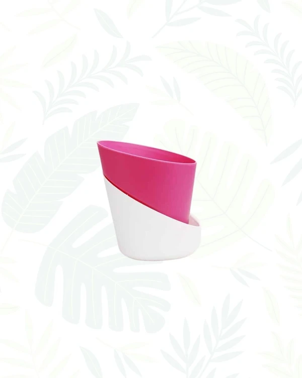 ATLANTIS SELF-WATERING PLANTERS - 4 Inch, Dark Pink & White