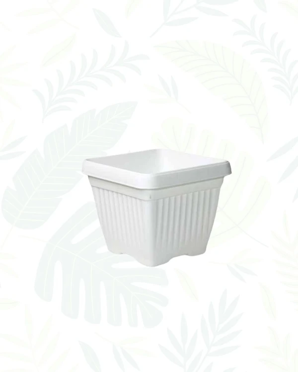 BELLO SQUARE PLANTER - 8 Inch, White