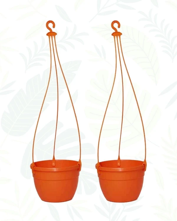 SET OF 2 CORSICA HANGING BASKET PLANTER - 7 Inch, Orange