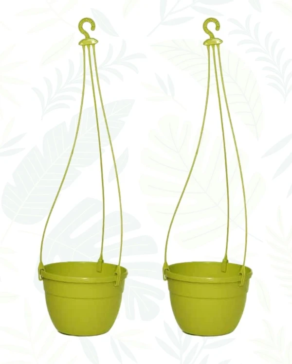 SET OF 2 CORSICA HANGING BASKET PLANTER - 7 Inch, Yellow