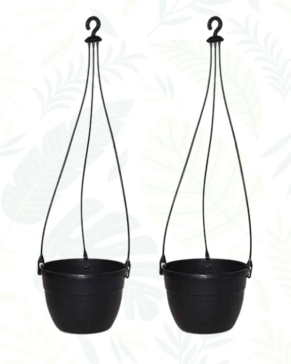 SET OF 2 CORSICA HANGING BASKET PLANTER - 7 Inch, Black