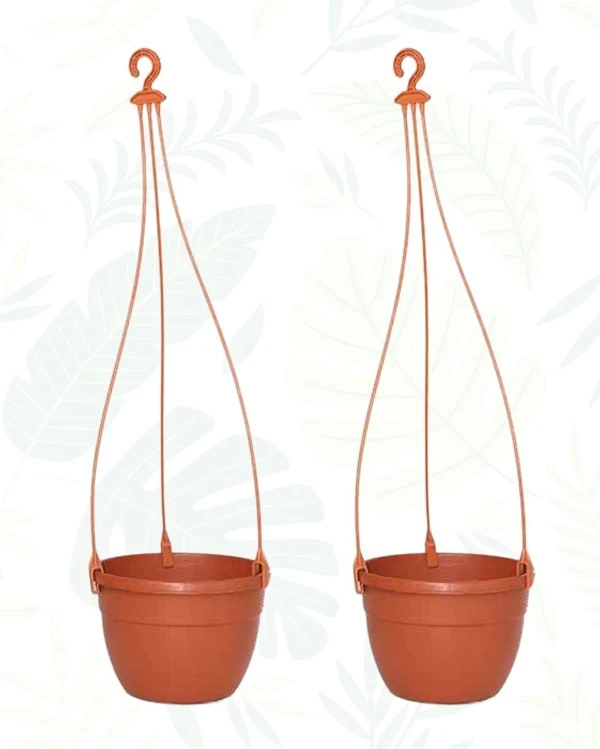 SET OF 2 CORSICA HANGING BASKET PLANTER - 7 Inch, Teracota