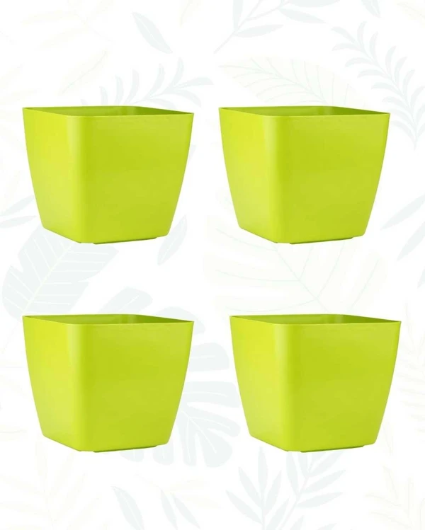 SET OF 4 FOUR SQUARE POT - 10 INCH, Green