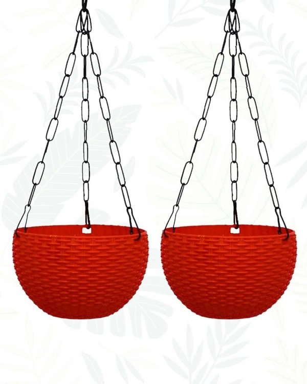 SET OF 2  E-SERIES EURO BASKET WITH IRON CHAIN - 8 INCH, RED