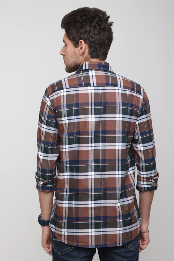 TUSCOT Men's Multicoloured Casual Cotton Shirt with Long Sleeves and Checked Pattern TT-CS1002 - LARGE