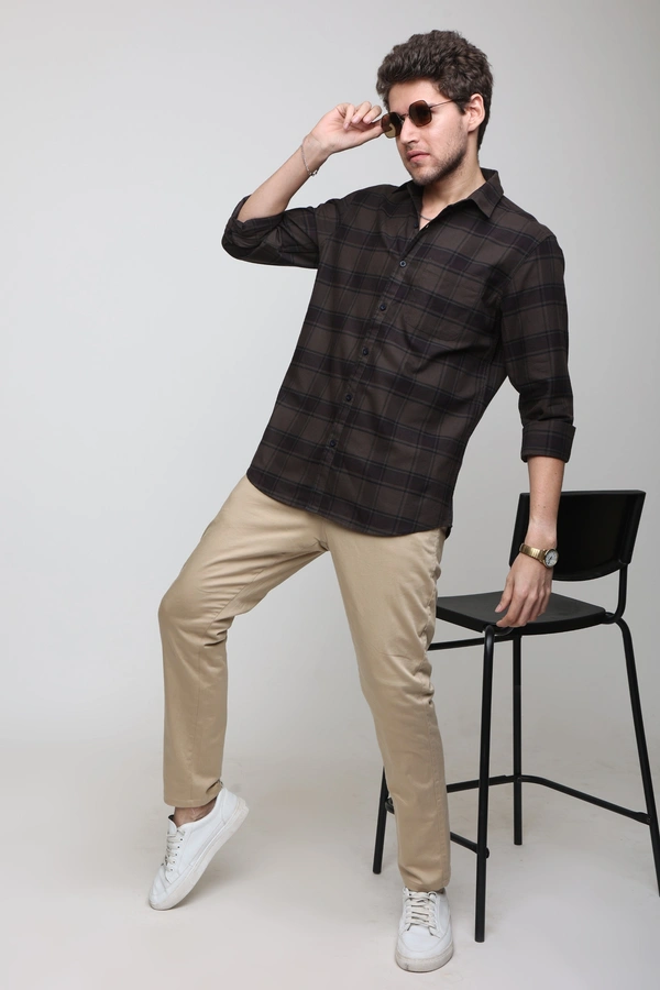 TUSCOT Men's Multicoloured Casual Cotton Shirt with Long Sleeves and Checked Pattern TT-CS1006 - LARGE