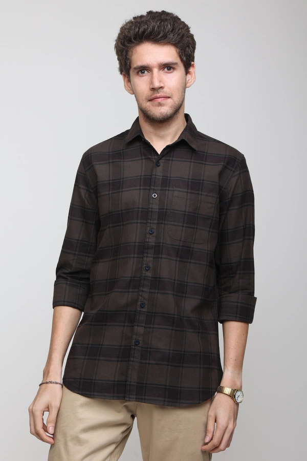 TUSCOT Men's Multicoloured Casual Cotton Shirt with Long Sleeves and Checked Pattern TT-CS1006 - LARGE