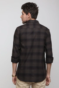 TUSCOT Men's Multicoloured Casual Cotton Shirt with Long Sleeves and Checked Pattern TT-CS1006 - LARGE