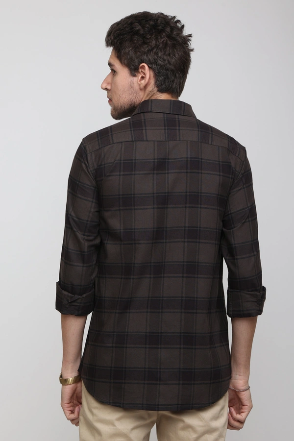 TUSCOT Men's Multicoloured Casual Cotton Shirt with Long Sleeves and Checked Pattern TT-CS1006 - LARGE