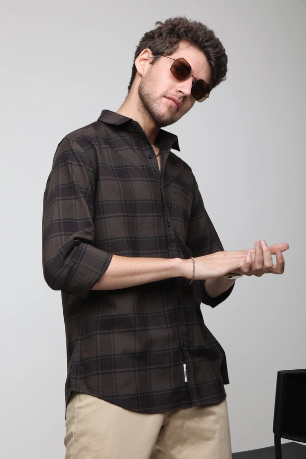 TUSCOT Men's Multicoloured Casual Cotton Shirt with Long Sleeves and Checked Pattern TT-CS1006 - LARGE