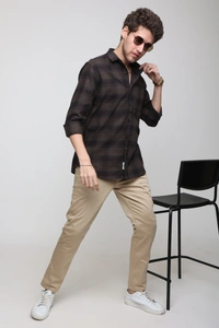 TUSCOT Men's Multicoloured Casual Cotton Shirt with Long Sleeves and Checked Pattern TT-CS1006 - LARGE