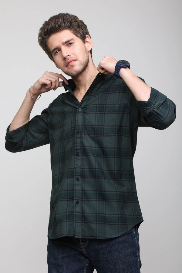 TUSCOT Men's Multicoloured Casual Cotton Shirt with Long Sleeves and Checked Pattern TT-CS1007 - MEDIUM