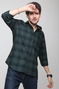 TUSCOT Men's Multicoloured Casual Cotton Shirt with Long Sleeves and Checked Pattern TT-CS1007 - MEDIUM