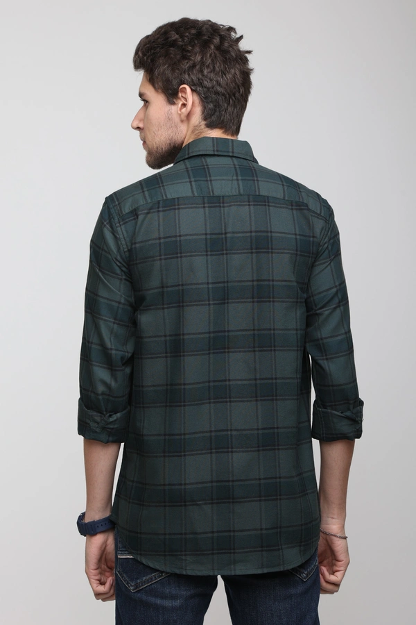 TUSCOT Men's Multicoloured Casual Cotton Shirt with Long Sleeves and Checked Pattern TT-CS1007 - MEDIUM