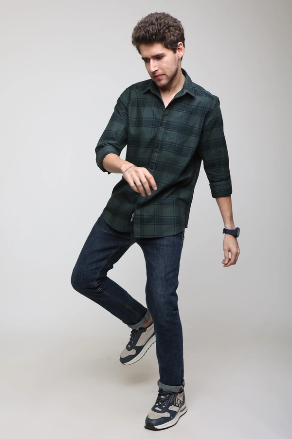 TUSCOT Men's Multicoloured Casual Cotton Shirt with Long Sleeves and Checked Pattern TT-CS1007 - MEDIUM