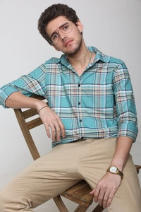 TUSCOT Men's Multicoloured Casual Cotton Shirt with Long Sleeves and Checked Pattern TT-CS1008 - XL