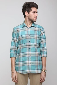 TUSCOT Men's Multicoloured Casual Cotton Shirt with Long Sleeves and Checked Pattern TT-CS1008 - XL
