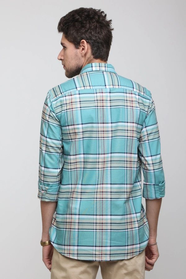 TUSCOT Men's Multicoloured Casual Cotton Shirt with Long Sleeves and Checked Pattern TT-CS1008 - XL
