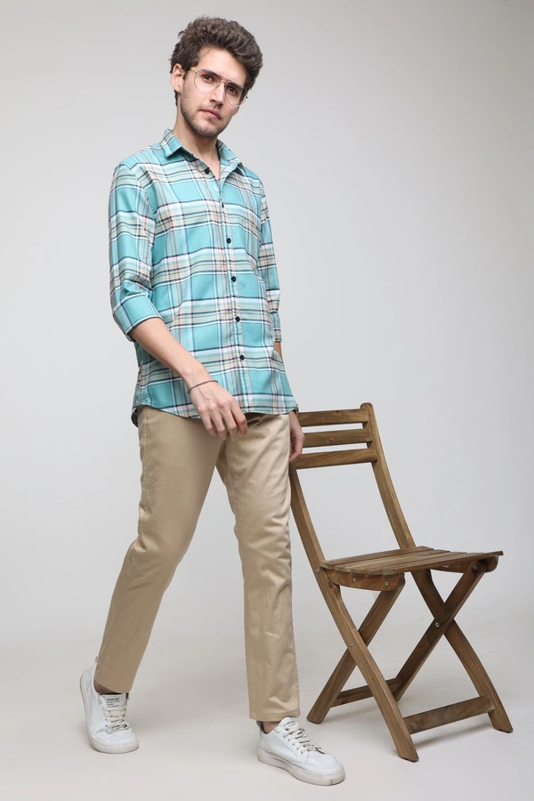 TUSCOT Men's Multicoloured Casual Cotton Shirt with Long Sleeves and Checked Pattern TT-CS1008 - XL