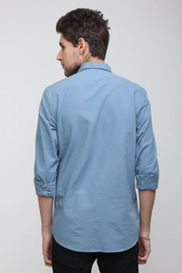 TUSCOT Men's Plain Casual Cotton Shirt with Spread Collar and Long Sleeves TT-CS1009 - MEDIUM, Sky Blue