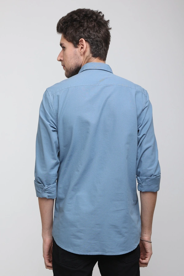 TUSCOT Men's Plain Casual Cotton Shirt with Spread Collar and Long Sleeves TT-CS1009 - MEDIUM, Sky Blue