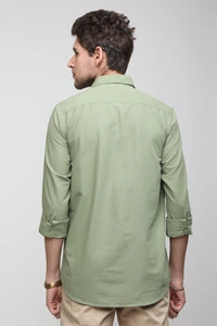 TUSCOT Men's Plain Casual Cotton Shirt with Spread Collar and Long Sleeves TT-CS1013 - LARGE, Spring Green
