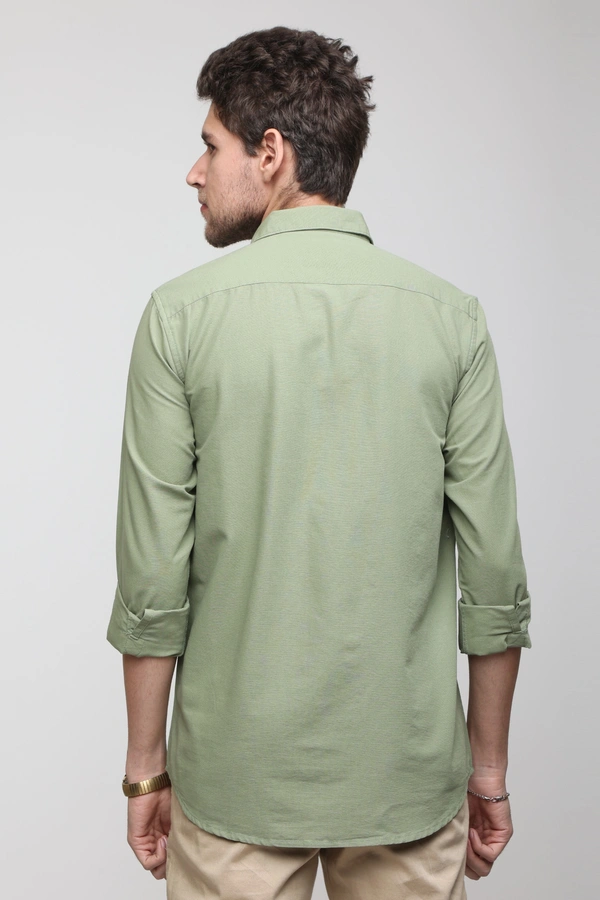 TUSCOT Men's Plain Casual Cotton Shirt with Spread Collar and Long Sleeves TT-CS1013 - LARGE, Spring Green