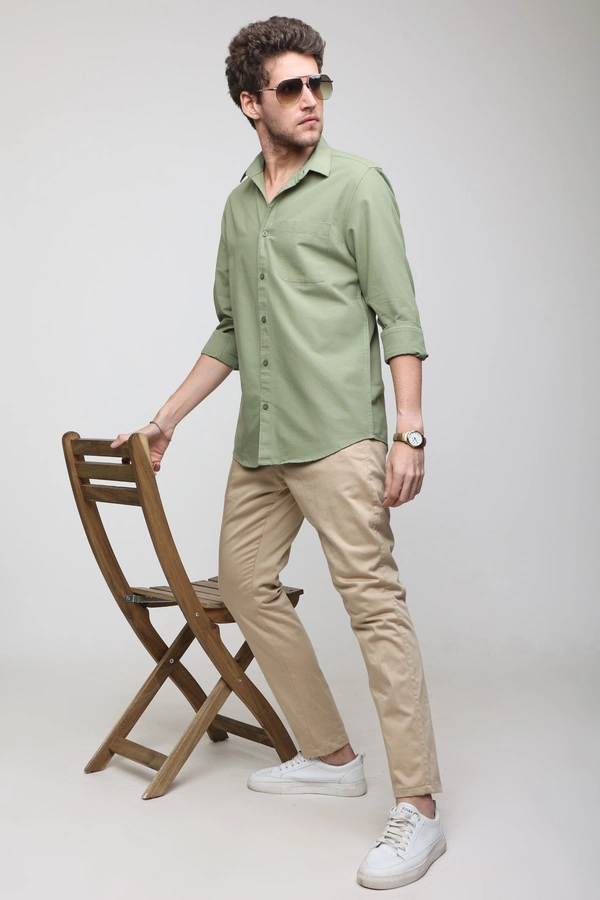 TUSCOT Men's Plain Casual Cotton Shirt with Spread Collar and Long Sleeves TT-CS1013 - LARGE, Spring Green
