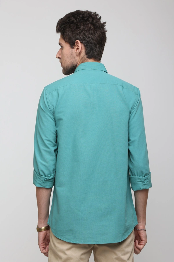 TUSCOT Men's Plain Casual Cotton Shirt with Spread Collar and Long Sleeves TT-CS1014 - MEDIUM, Turquoise