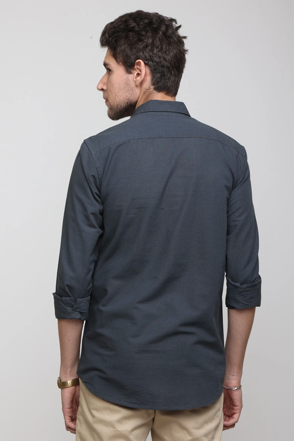 TUSCOT Men's Plain Casual Cotton Shirt with Spread Collar and Long Sleeves TT-CS1016 - LARGE, Grey