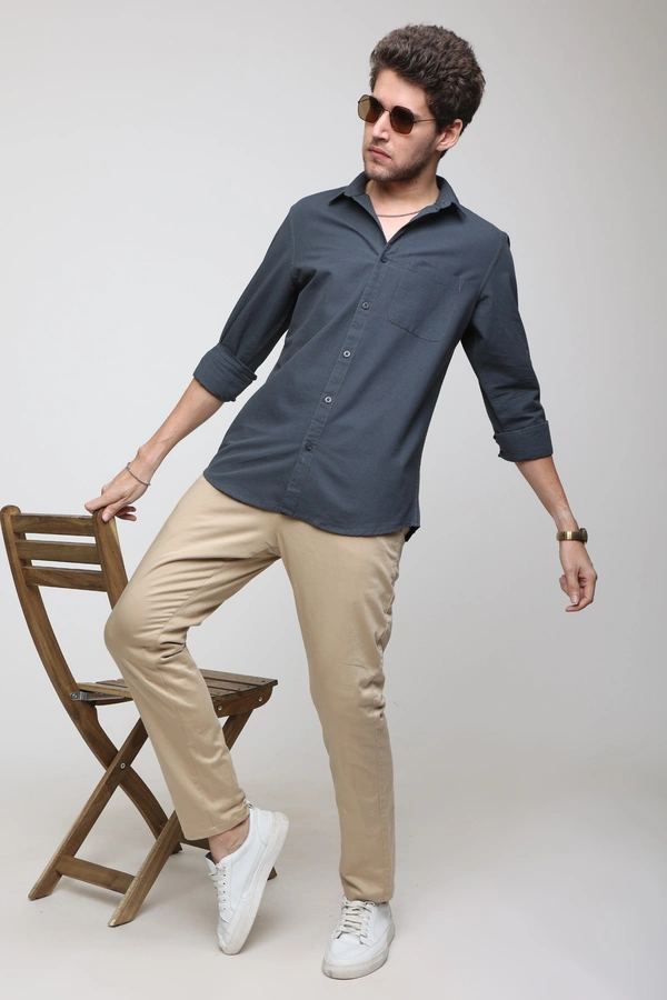 TUSCOT Men's Plain Casual Cotton Shirt with Spread Collar and Long Sleeves TT-CS1016 - LARGE, Grey